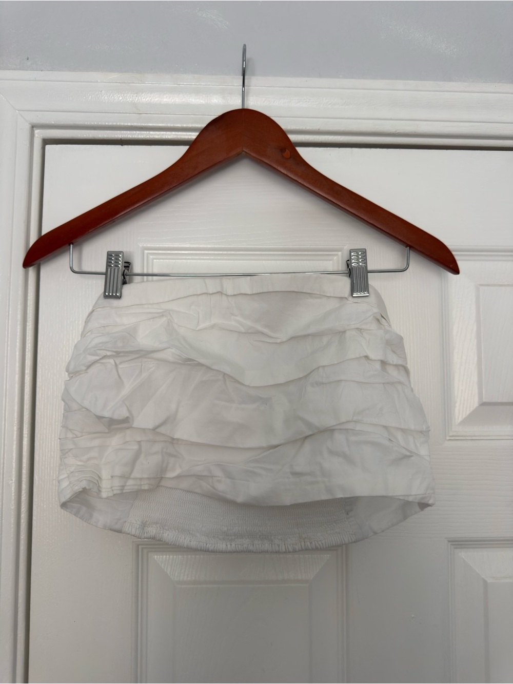 White Layered Ruffle strapless top